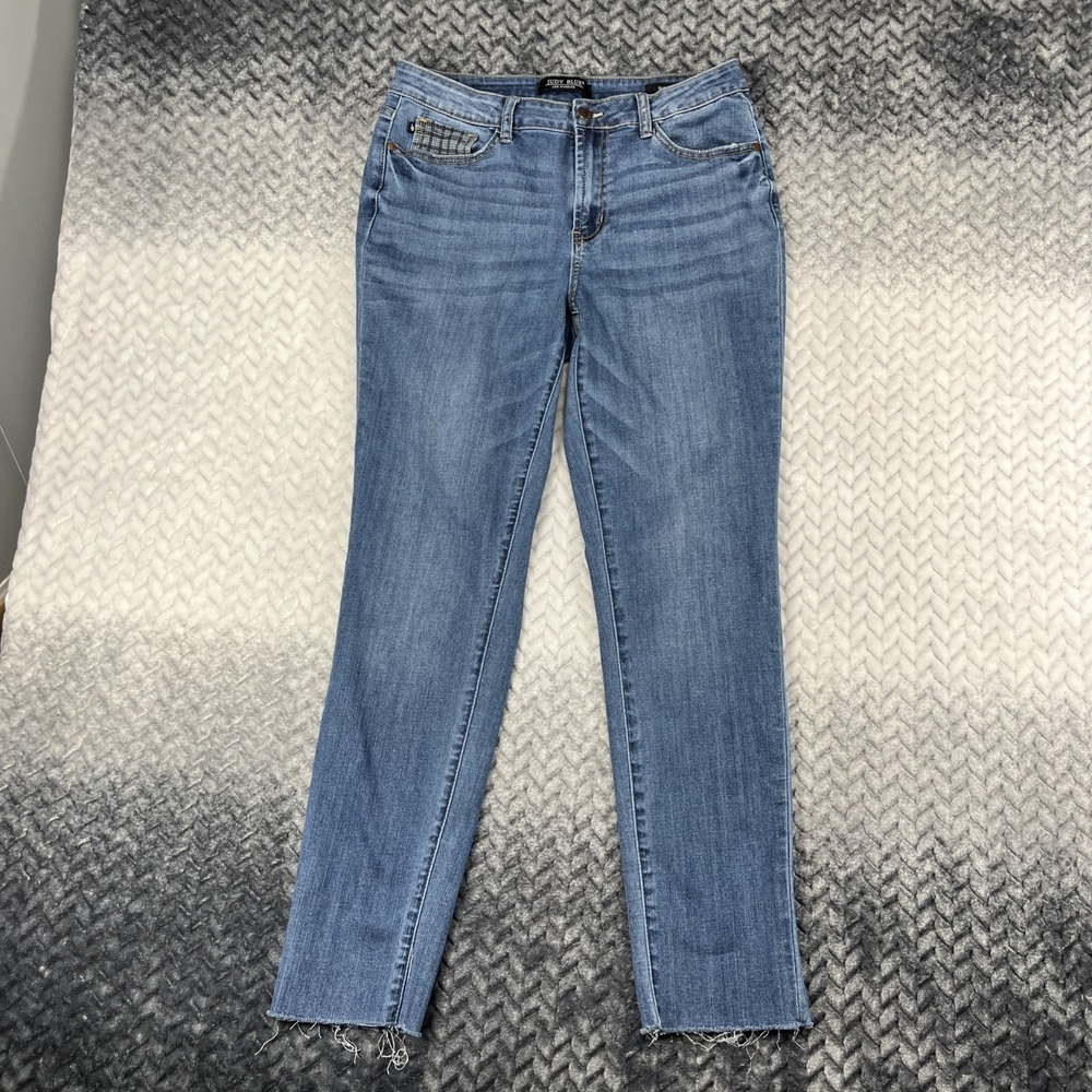 Judy Blue Jeans Womens 11/30 Light Blue Slim Fit Denim Five Pocket Raw Hem 32x30